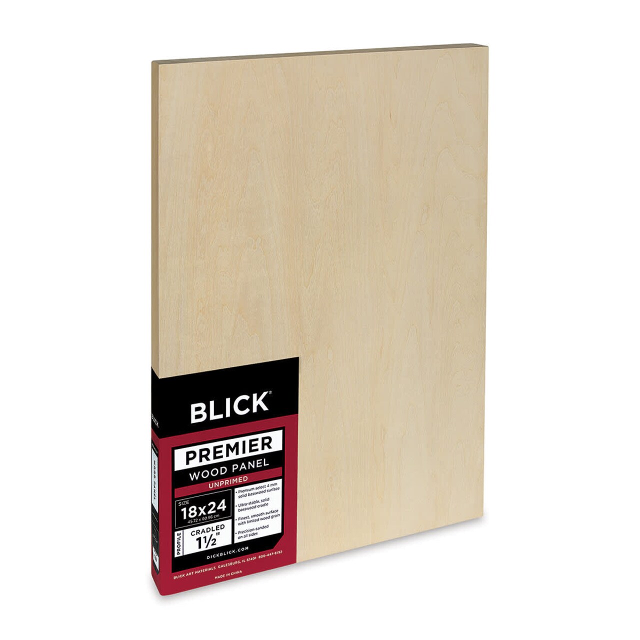 Blick Premier Wood Panel - 18" x 24", 1-1/2" Gallery Profile, Cradled